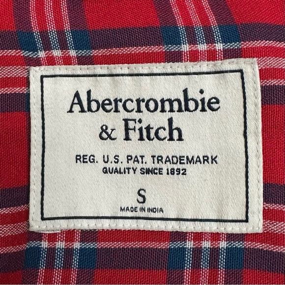 Abercrombie & Fitch Red Plaid Flannel Long Sleeves Wrap Shirt, Sz Small - Picture 10 of 12